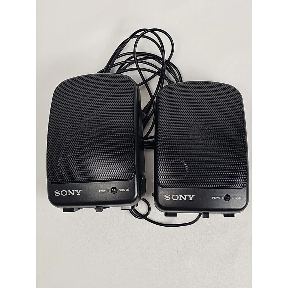 Sony SRS-27 Portable Stereo Speaker System Set of 2 Vintage Black Japan